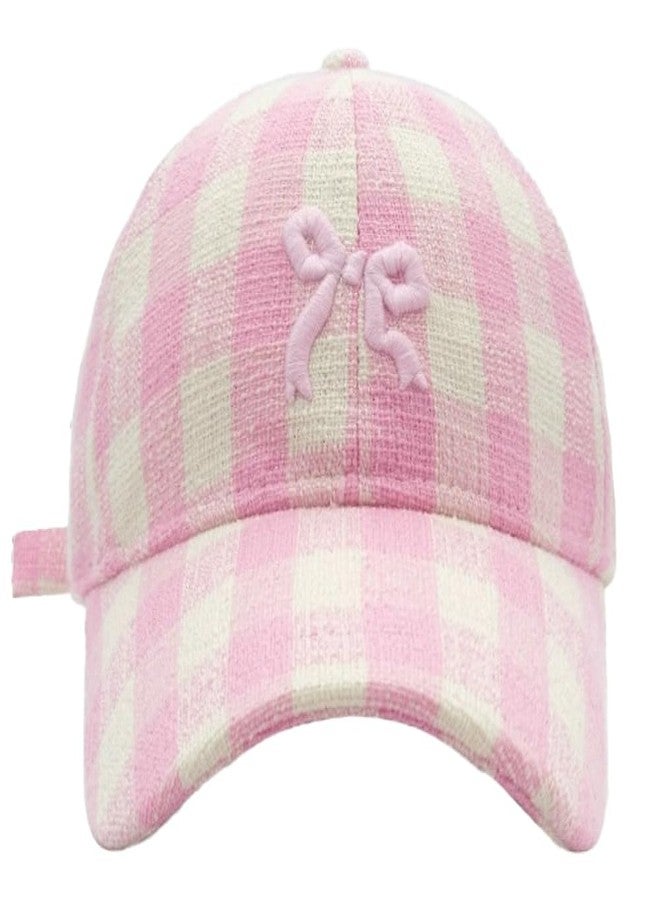 Caistre Bow-Tie Baseball Cap for Women Fashion Y2k Sun Visors Bright Color Trucker Hat Wide Brim Visor Cap for Travel Vacation 2025 Pink - Image 1